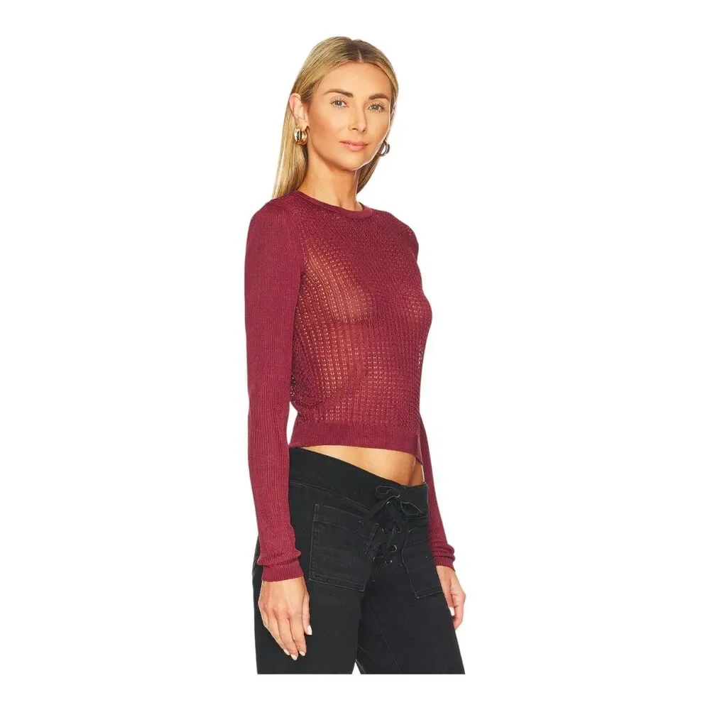 Free People Semi Sheer H2O‎ Sweater Garnet Red XS New